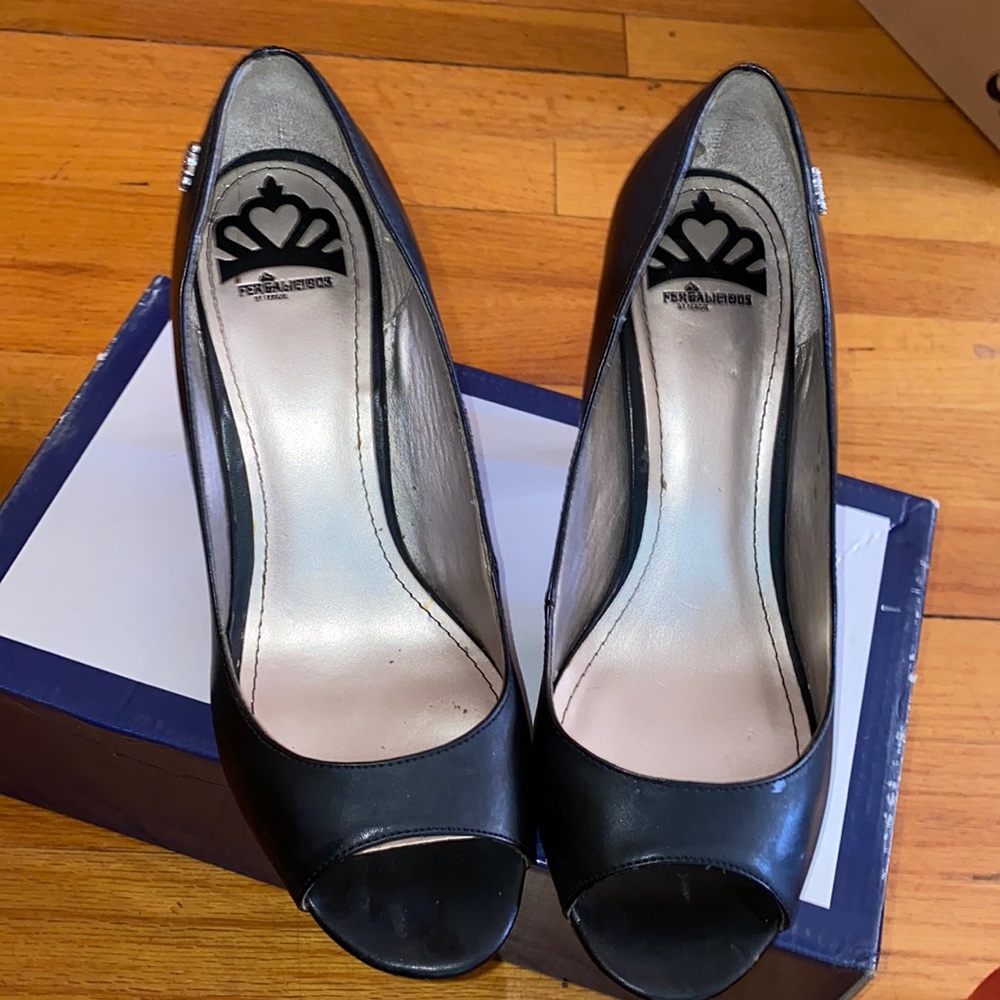 Black open toe heels